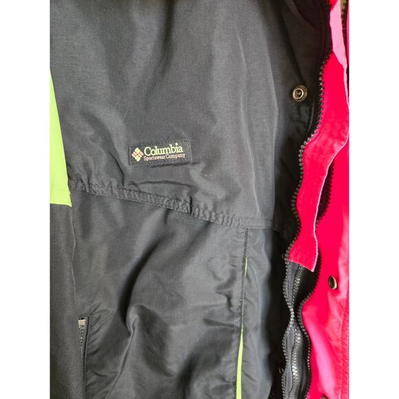 Vintage 90's Columbia Rain Sport Ski Zip-up Powder Keg Jacket Black Green Large - Picture 5 of 6